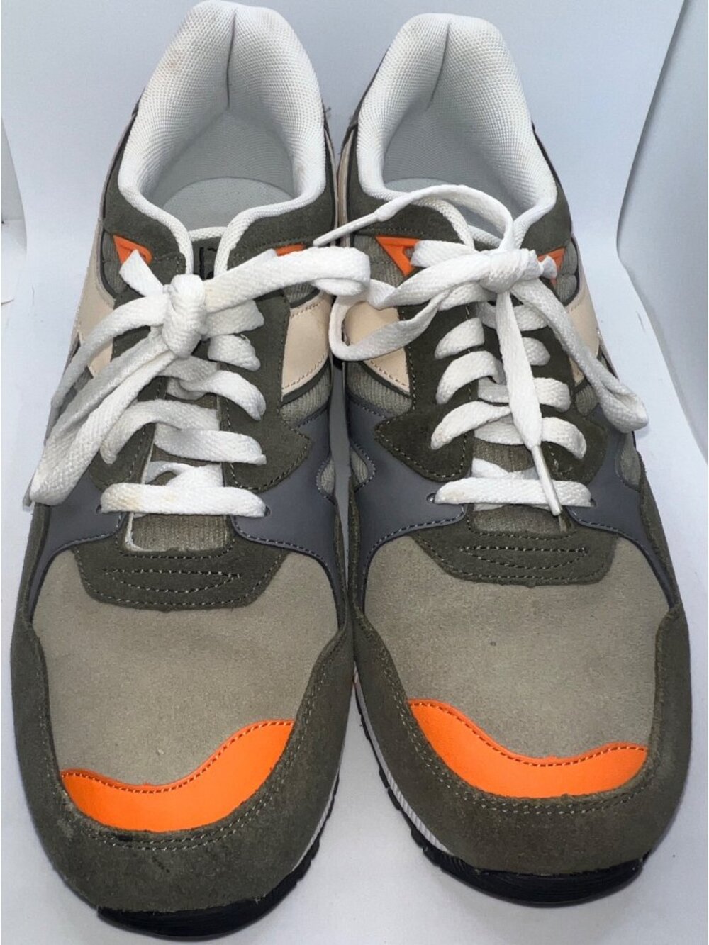 Diadora Mens Sneakers Size 11 Olive Orange Suede Mesh Athletic Shoes